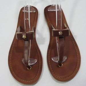 Jams World W-Lala Brown Gold Bow Flip Flop *S49